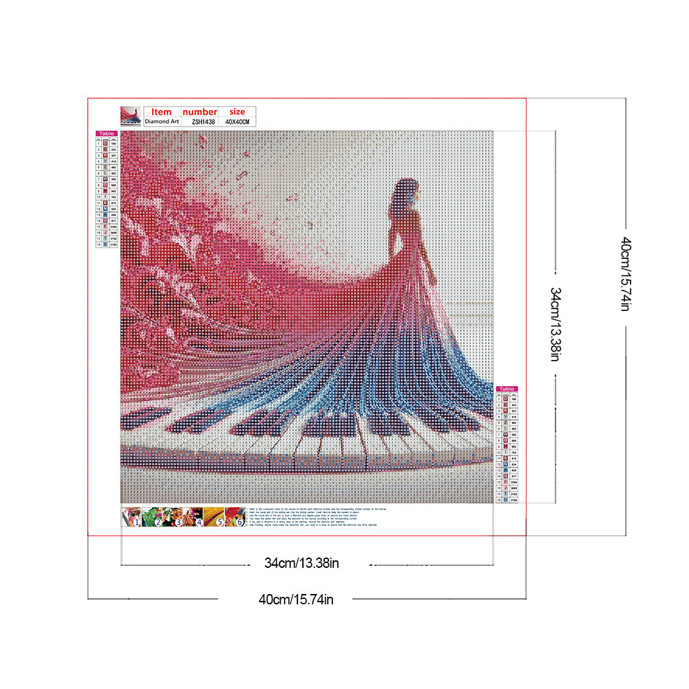 Diamond Painting - Full Round - Piano Skirt Girl (40*40CM)