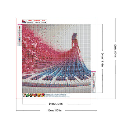 Diamond Painting - Full Round - Piano Skirt Girl (40*40CM)