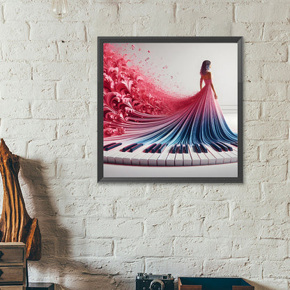 Diamond Painting - Full Round - Piano Skirt Girl (40*40CM)