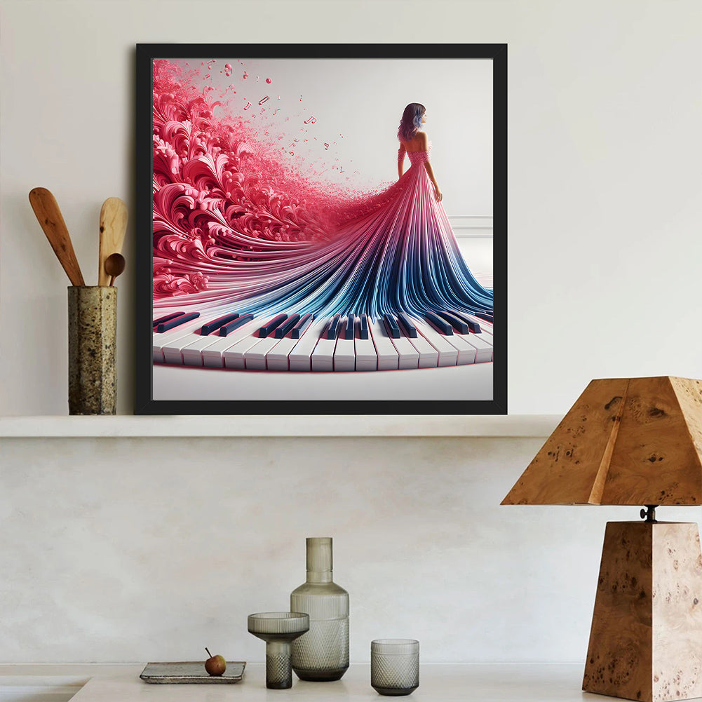 Diamond Painting - Full Round - Piano Skirt Girl (40*40CM)