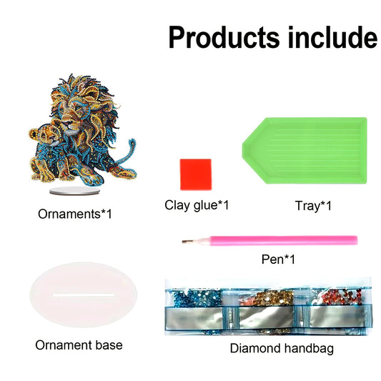 Lion 5D DIY Diamond Painting Tabletop Decorations for Bedroom Table Decor