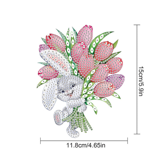 Special Shape Easter Bunny Bouquet Diamond Painting Hanging Pendant for Party