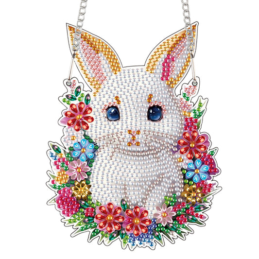 Special Shape Easter Bunny Wreath Diamond Painting Hanging Pendant for Party