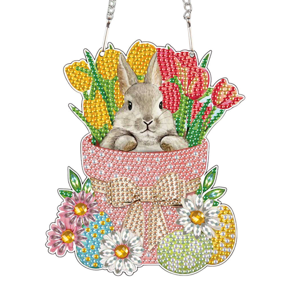 Special Shape Easter Bunny Gnome Diamond Painting Hanging Pendant for Art Crafts