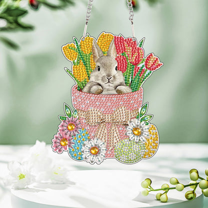 Special Shape Easter Bunny Gnome Diamond Painting Hanging Pendant for Art Crafts