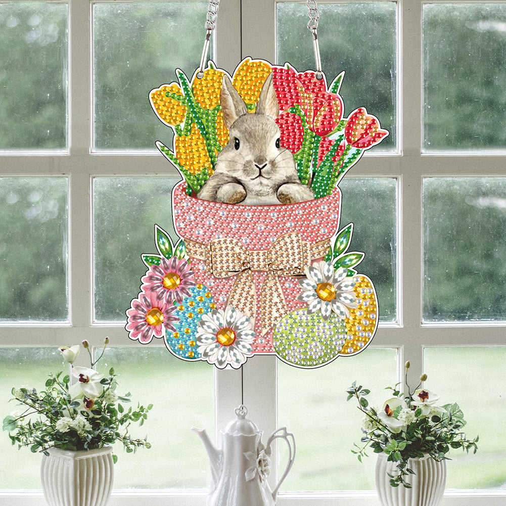 Special Shape Easter Bunny Gnome Diamond Painting Hanging Pendant for Art Crafts