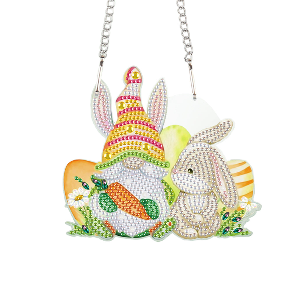 Special Shape Easter Bunny Gnome Diamond Painting Hanging Pendant for Art Crafts