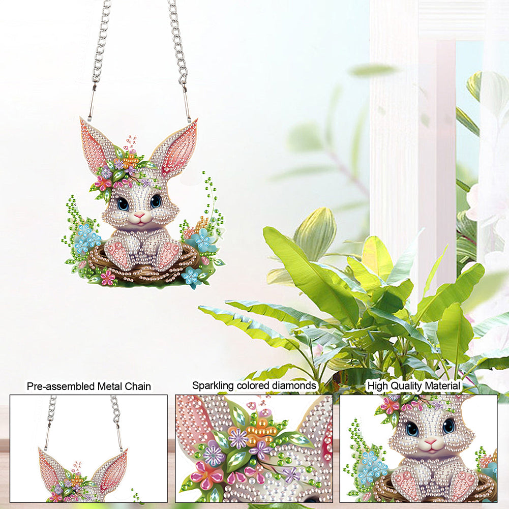 Special Shape Easter Bunny Gnome Diamond Painting Hanging Pendant for Art Crafts