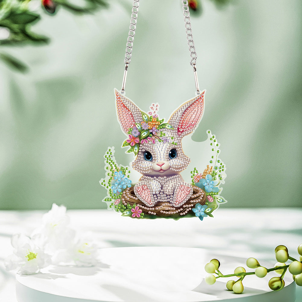 Special Shape Easter Bunny Gnome Diamond Painting Hanging Pendant for Art Crafts