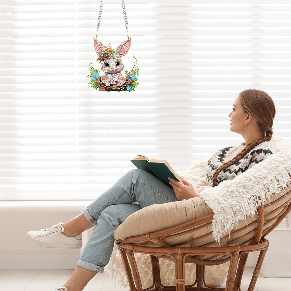 Special Shape Easter Bunny Gnome Diamond Painting Hanging Pendant for Art Crafts