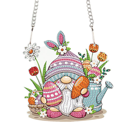 Special Shape Easter Bunny Gnome Diamond Painting Hanging Pendant for Art Crafts