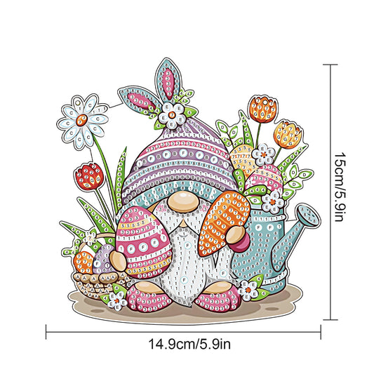 Special Shape Easter Bunny Gnome Diamond Painting Hanging Pendant for Art Crafts