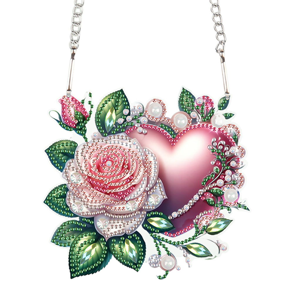 Valentines Day Love Flower Diamond Painting Hanging Pendant for Art Crafts