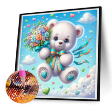 Load image into Gallery viewer, Diamond Painting - Full Round - White Bear With Flowers In The Sky (30*30CM)
