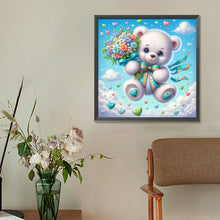 Load image into Gallery viewer, Diamond Painting - Full Round - White Bear With Flowers In The Sky (30*30CM)
