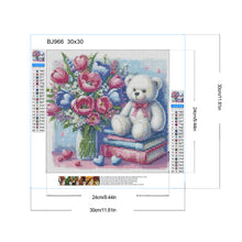 Load image into Gallery viewer, Diamond Painting - Full Round - White Bear With Vase On The Book (30*30CM)
