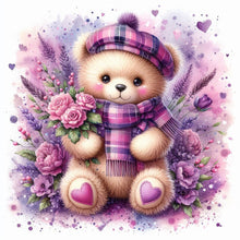 Load image into Gallery viewer, Diamond Painting - Full Round - Purple Flower Lavender Teddy Bear (30*30CM)
