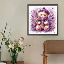 Load image into Gallery viewer, Diamond Painting - Full Round - Purple Flower Lavender Teddy Bear (30*30CM)
