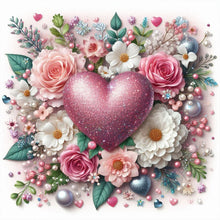 Load image into Gallery viewer, Diamond Painting - Full Round - Pink Flower Heart (30*30CM)
