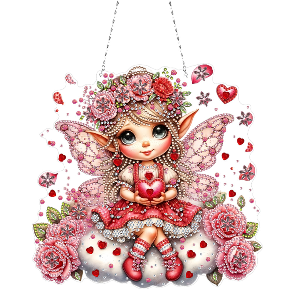 Acrylic Special Shape Rose Cupid Diamond Painting Hanging Pendant for Art Crafts
