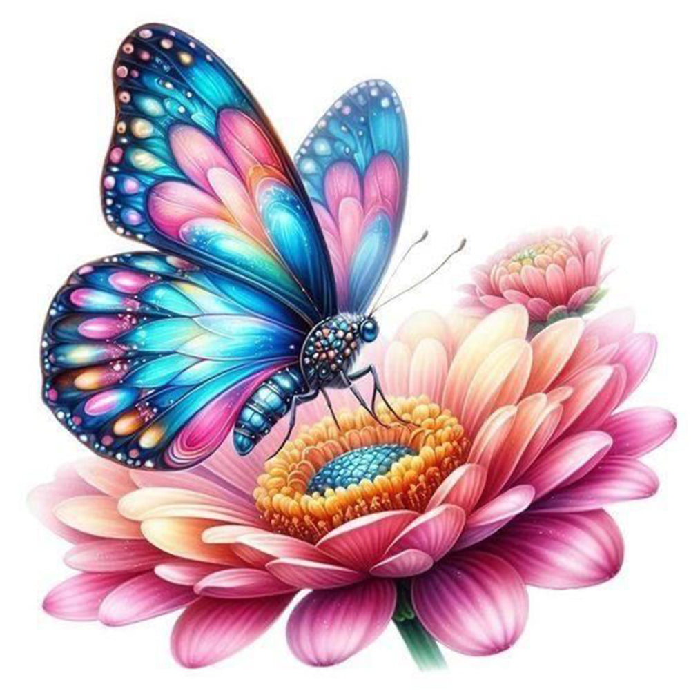 Diamond Painting - Full Round - Flowers and butterfly (30*30CM)