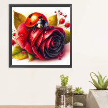 Load image into Gallery viewer, Diamond Painting - Full Round - Red rose and insect (30*30CM)
