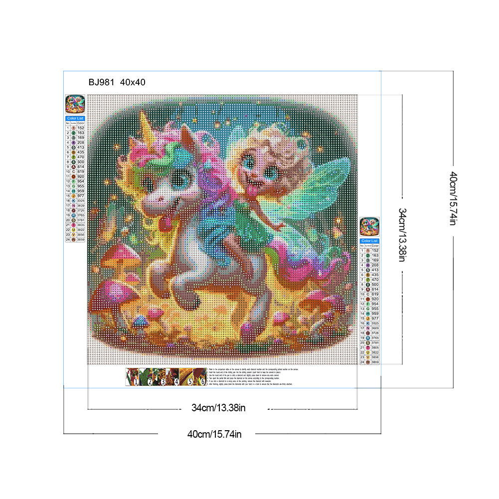 Diamond Painting - Full Round - Elf Girl Unicorn (40*40CM)