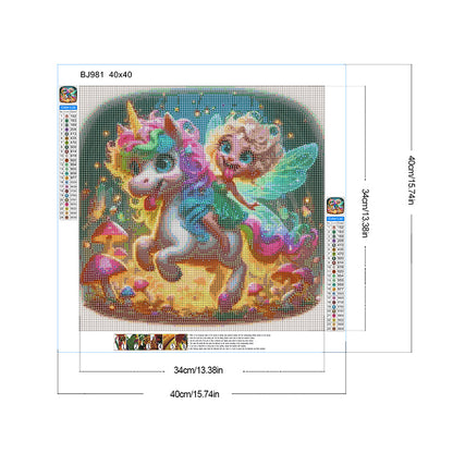 Diamond Painting - Full Round - Elf Girl Unicorn (40*40CM)