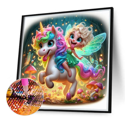Diamond Painting - Full Round - Elf Girl Unicorn (40*40CM)