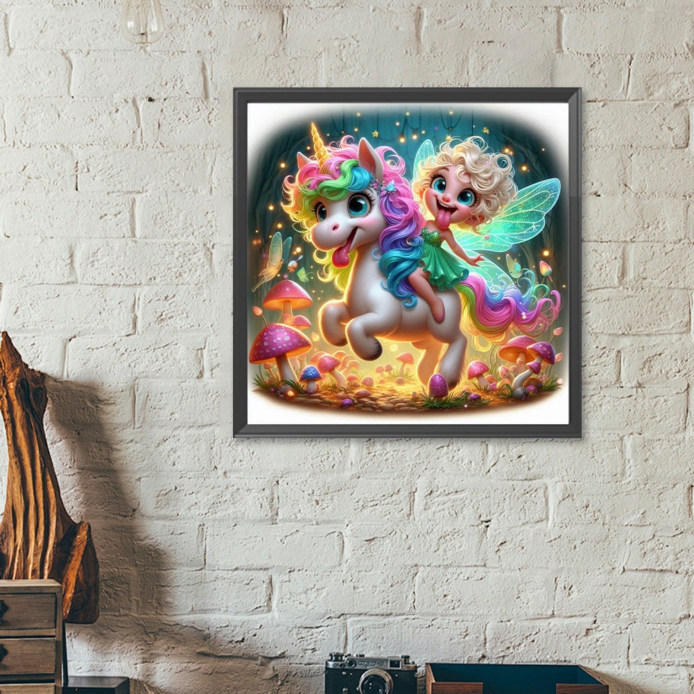 Diamond Painting - Full Round - Elf Girl Unicorn (40*40CM)