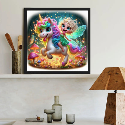 Diamond Painting - Full Round - Elf Girl Unicorn (40*40CM)