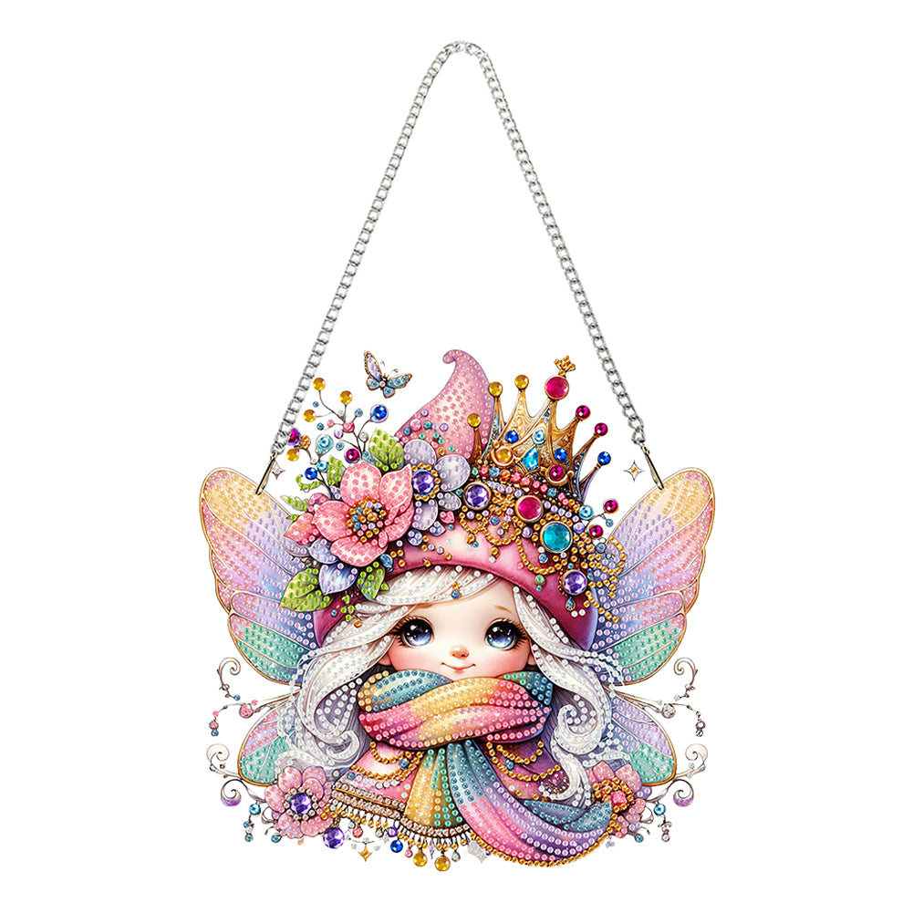 Acrylic Special Shape Crown Elf Diamond Painting Hanging Pendant for Wall Window