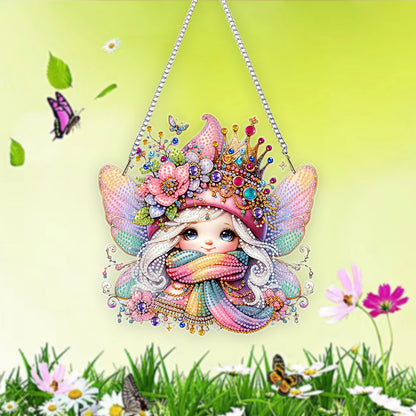 Acrylic Special Shape Crown Elf Diamond Painting Hanging Pendant for Wall Window