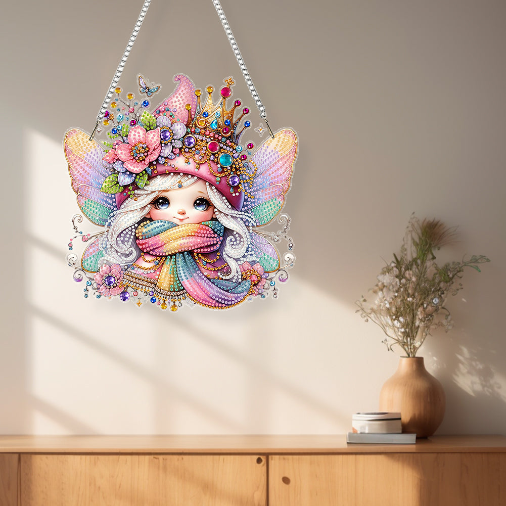 Acrylic Special Shape Crown Elf Diamond Painting Hanging Pendant for Wall Window