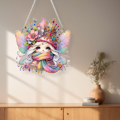 Acrylic Special Shape Crown Elf Diamond Painting Hanging Pendant for Wall Window