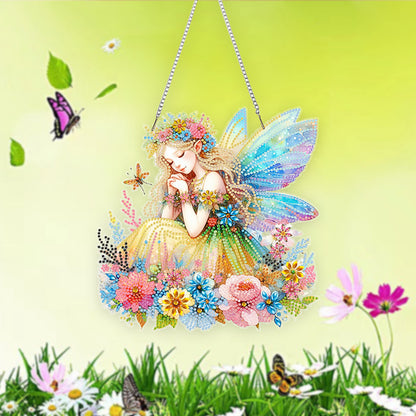Acrylic Special Shape Crown Elf Diamond Painting Hanging Pendant for Wall Window