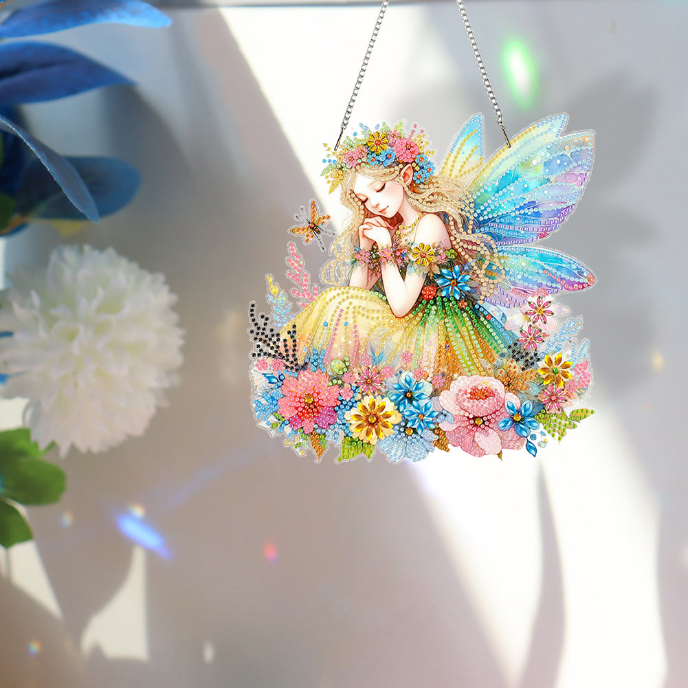 Acrylic Special Shape Crown Elf Diamond Painting Hanging Pendant for Wall Window
