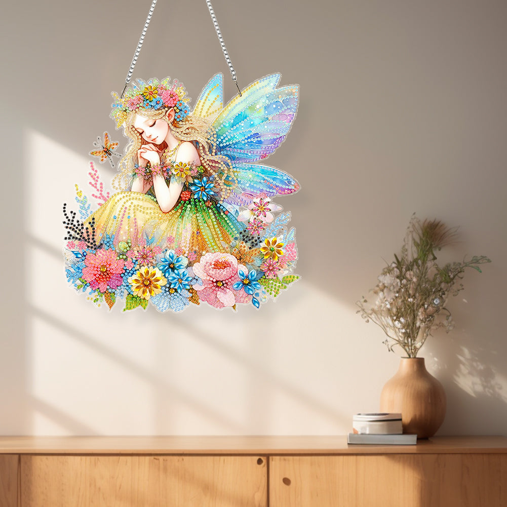 Acrylic Special Shape Crown Elf Diamond Painting Hanging Pendant for Wall Window