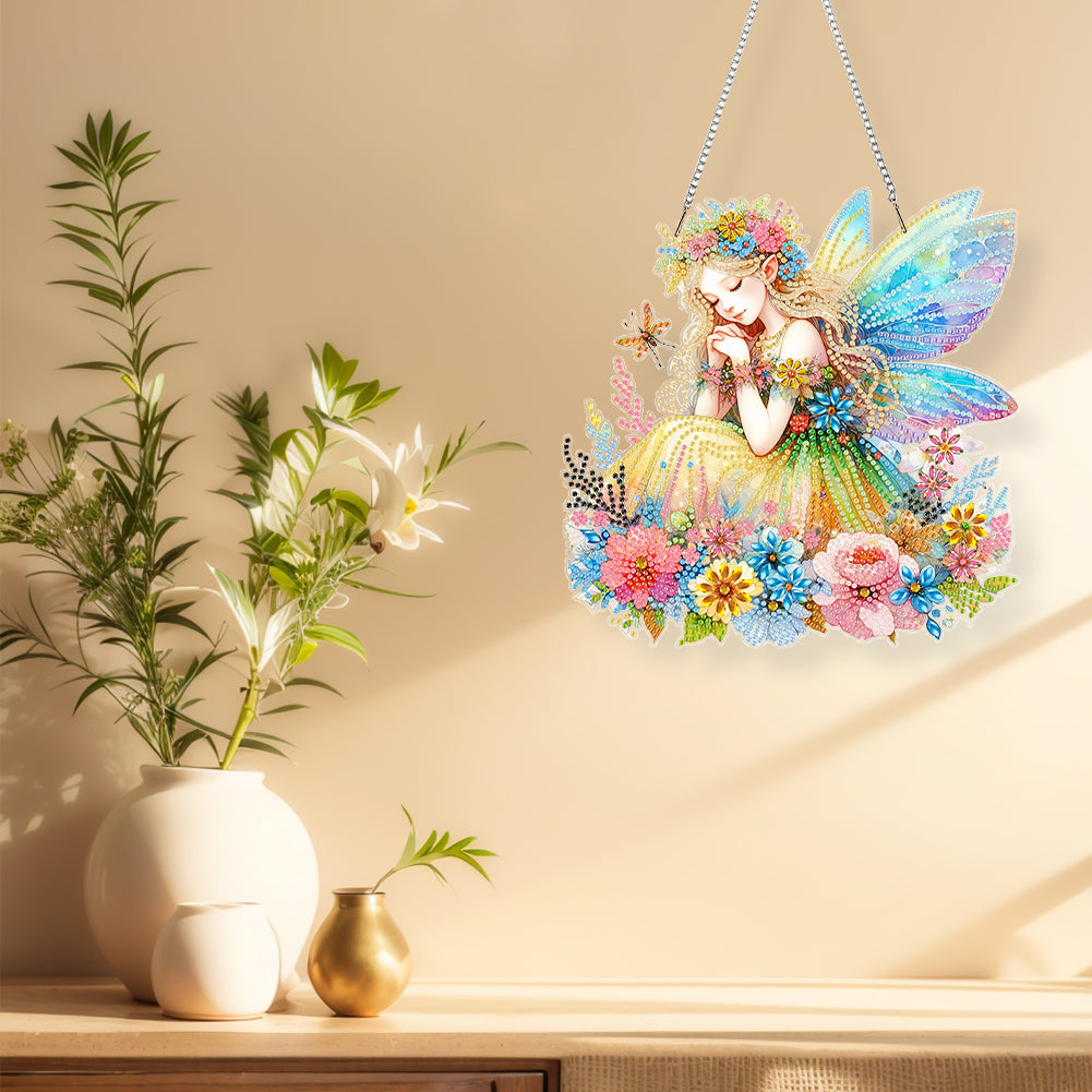 Acrylic Special Shape Crown Elf Diamond Painting Hanging Pendant for Wall Window
