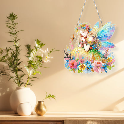 Acrylic Special Shape Crown Elf Diamond Painting Hanging Pendant for Wall Window
