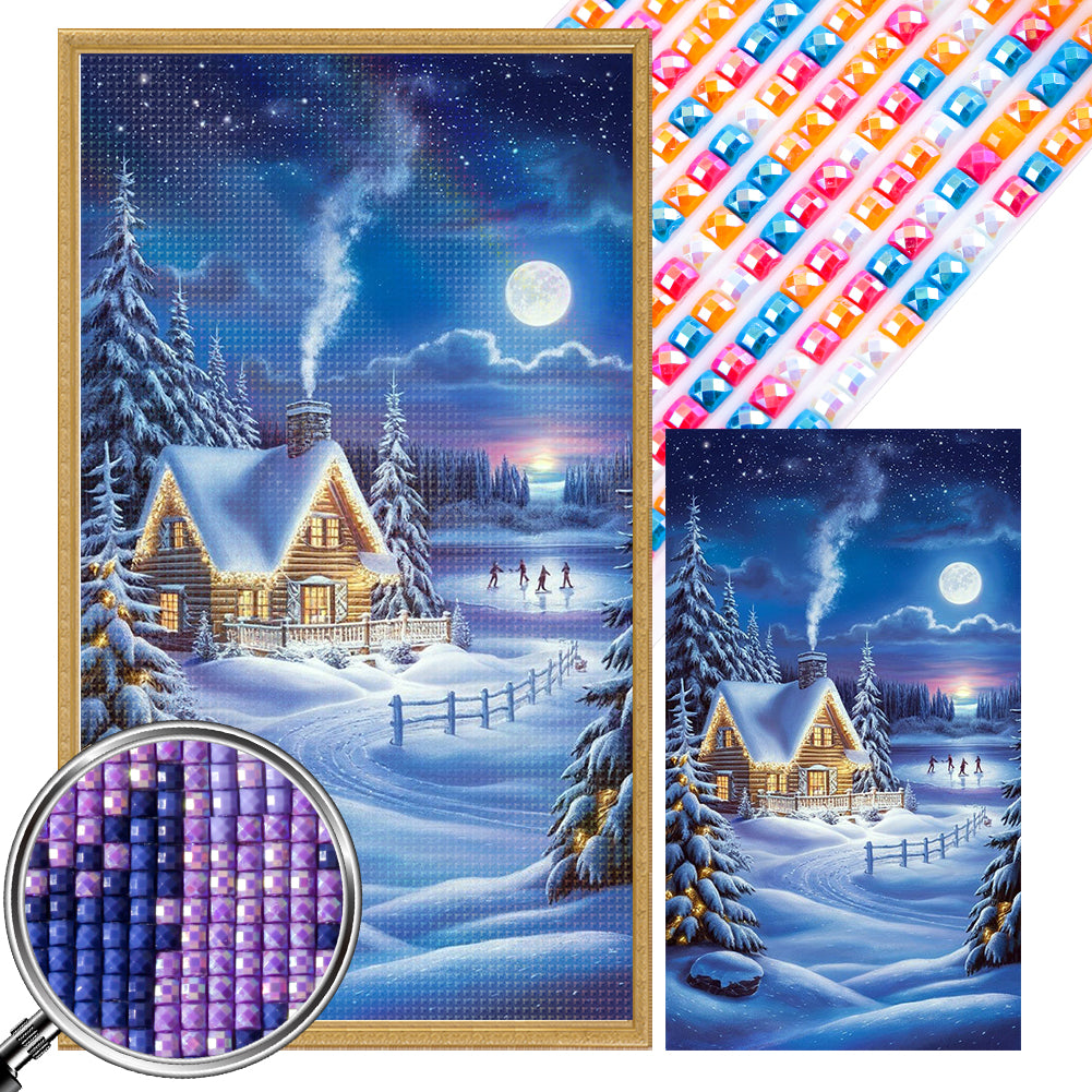 AB Diamond Painting - Full Square - Winter Snow House (40*70CM)