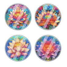 Load image into Gallery viewer, 4Pcs Acrylic Special Shape Lotus DIY Waterproof Diamond Painting Coaster
