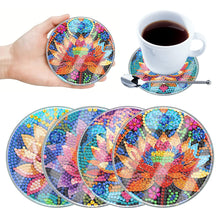 Load image into Gallery viewer, 4Pcs Acrylic Special Shape Lotus DIY Waterproof Diamond Painting Coaster
