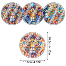 Load image into Gallery viewer, 4Pcs Acrylic Special Shape Lion DIY Waterproof Diamond Painting Coaster

