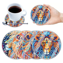 Load image into Gallery viewer, 4Pcs Acrylic Special Shape Lion DIY Waterproof Diamond Painting Coaster
