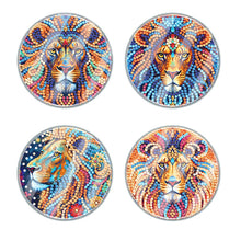 Load image into Gallery viewer, 4Pcs Acrylic Special Shape Lion DIY Waterproof Diamond Painting Coaster
