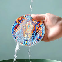 Load image into Gallery viewer, 4Pcs Acrylic Special Shape Lion DIY Waterproof Diamond Painting Coaster
