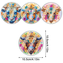 Load image into Gallery viewer, 4Pcs Acrylic Special Shape Bull Head DIY Waterproof Diamond Painting Coaster
