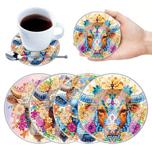 Load image into Gallery viewer, 4Pcs Acrylic Special Shape Bull Head DIY Waterproof Diamond Painting Coaster
