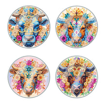Load image into Gallery viewer, 4Pcs Acrylic Special Shape Bull Head DIY Waterproof Diamond Painting Coaster
